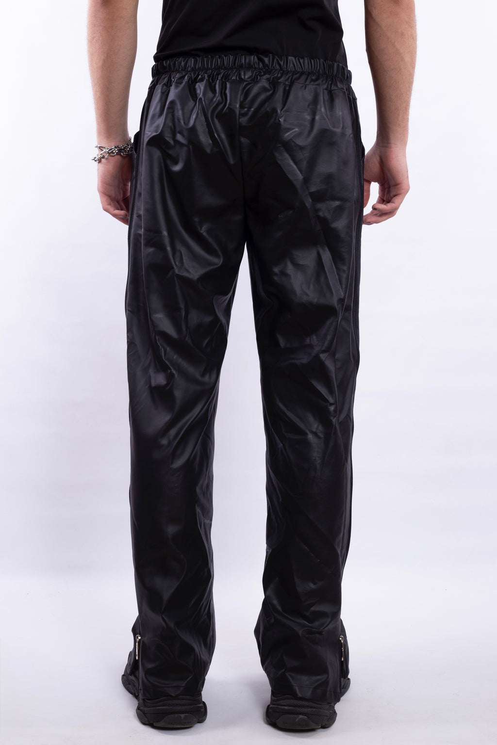 Black PU Leather Pants With Zippers