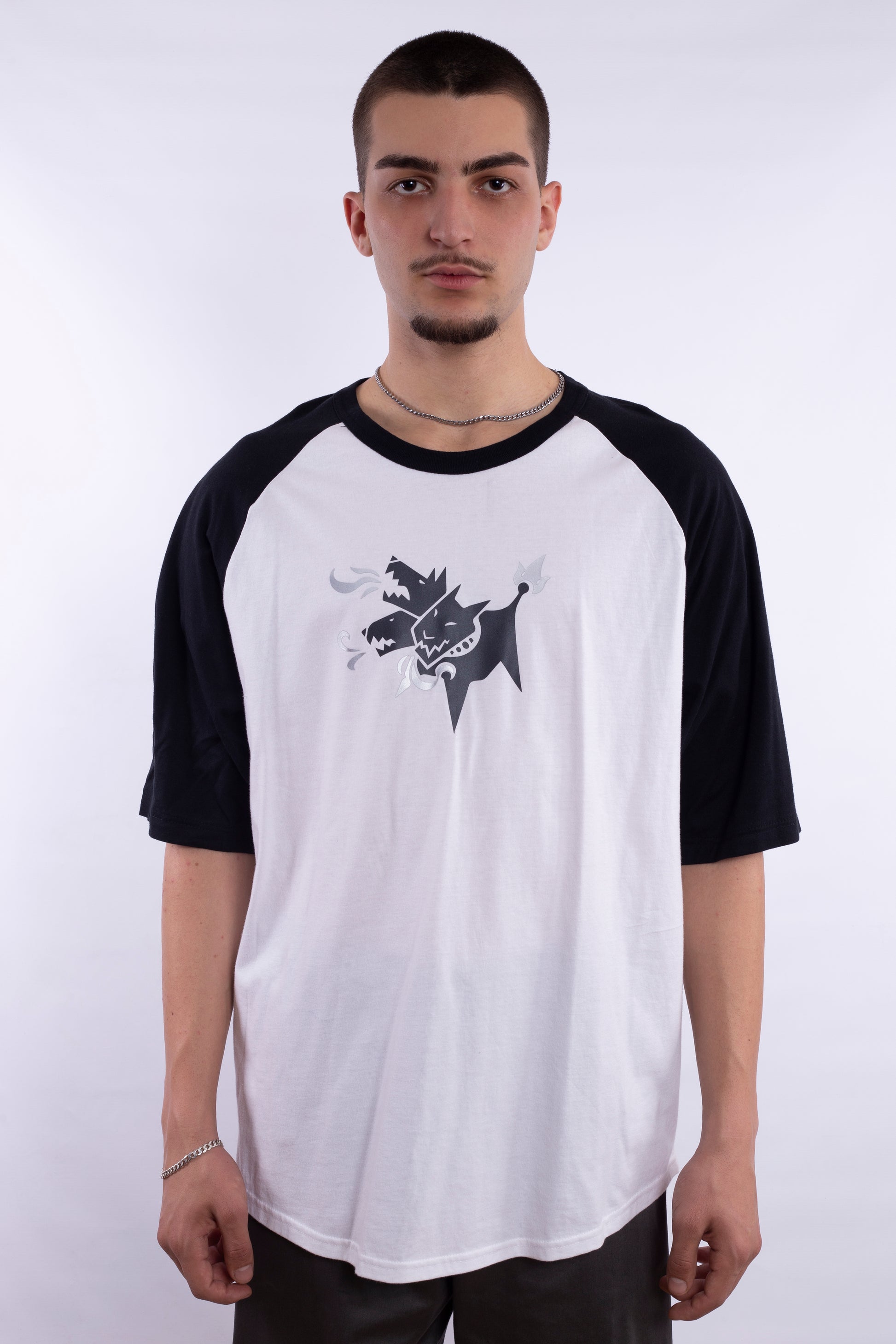 BW Tee With Reflective Triple Head Dog