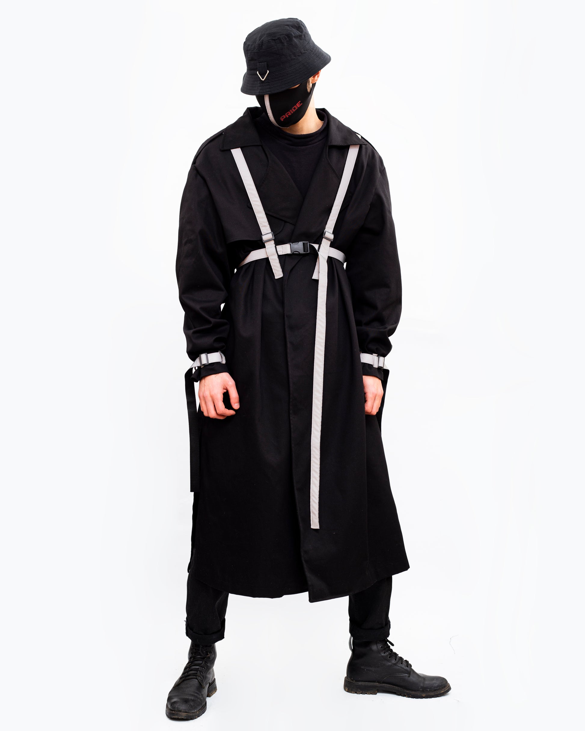 Black Coat With Reflector Belts