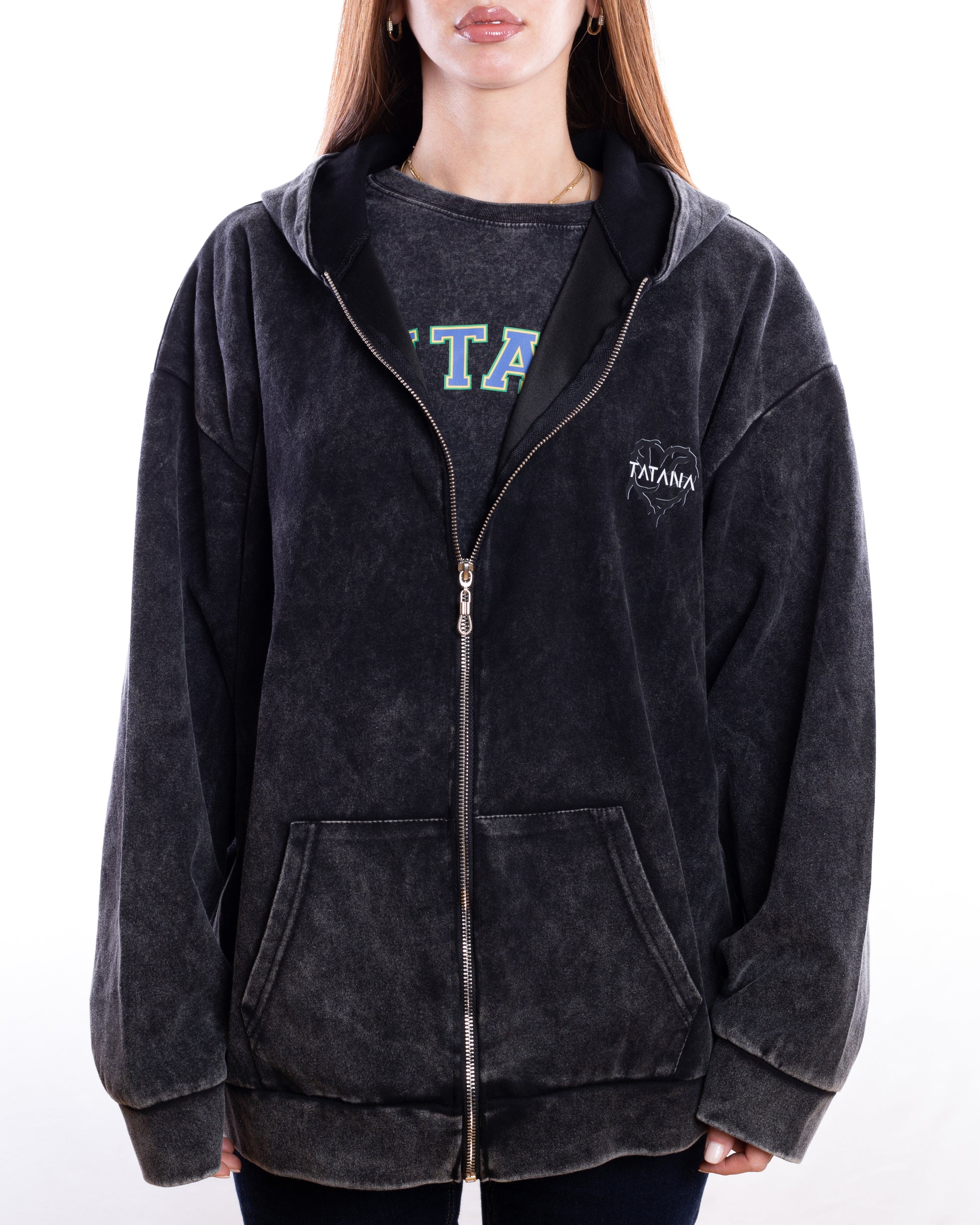 Acid-Wash Zip-up Hoodie (Unisex)