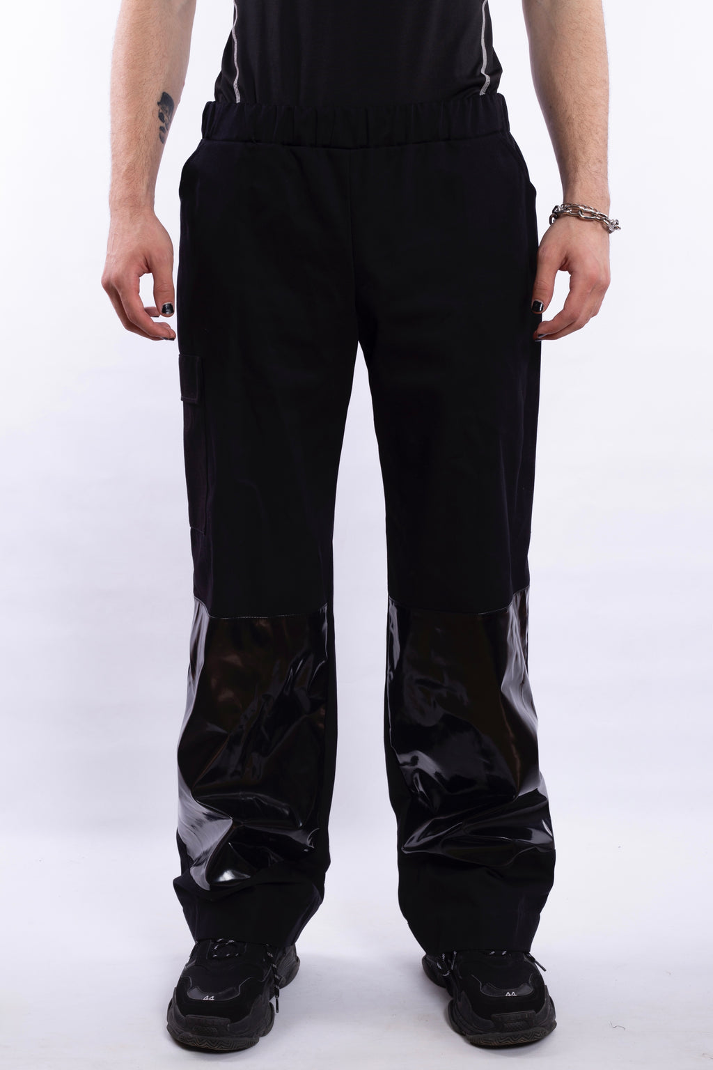 Black Pants L12 With PU Leather