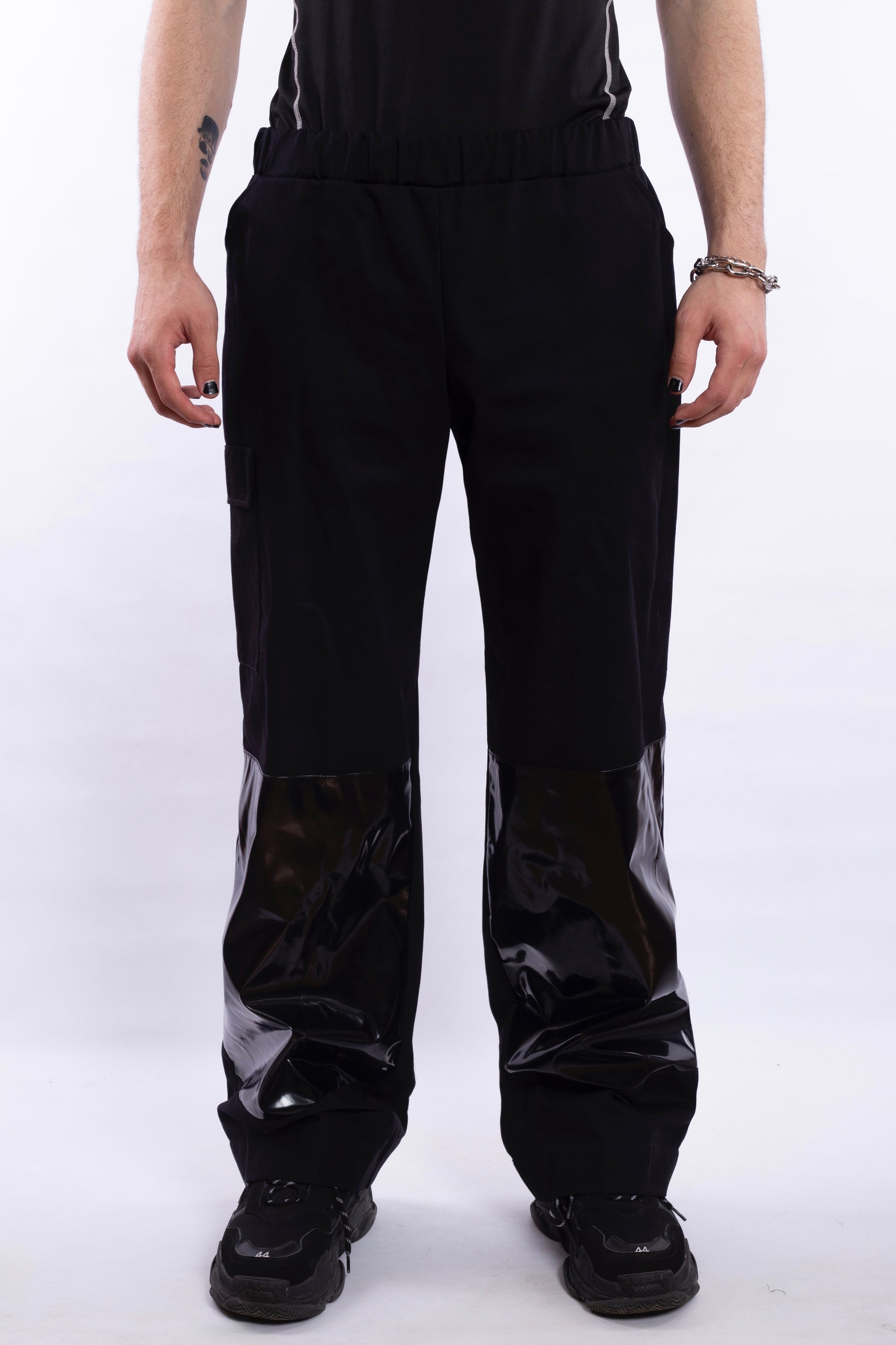 Black Pants L12 With PU Leather