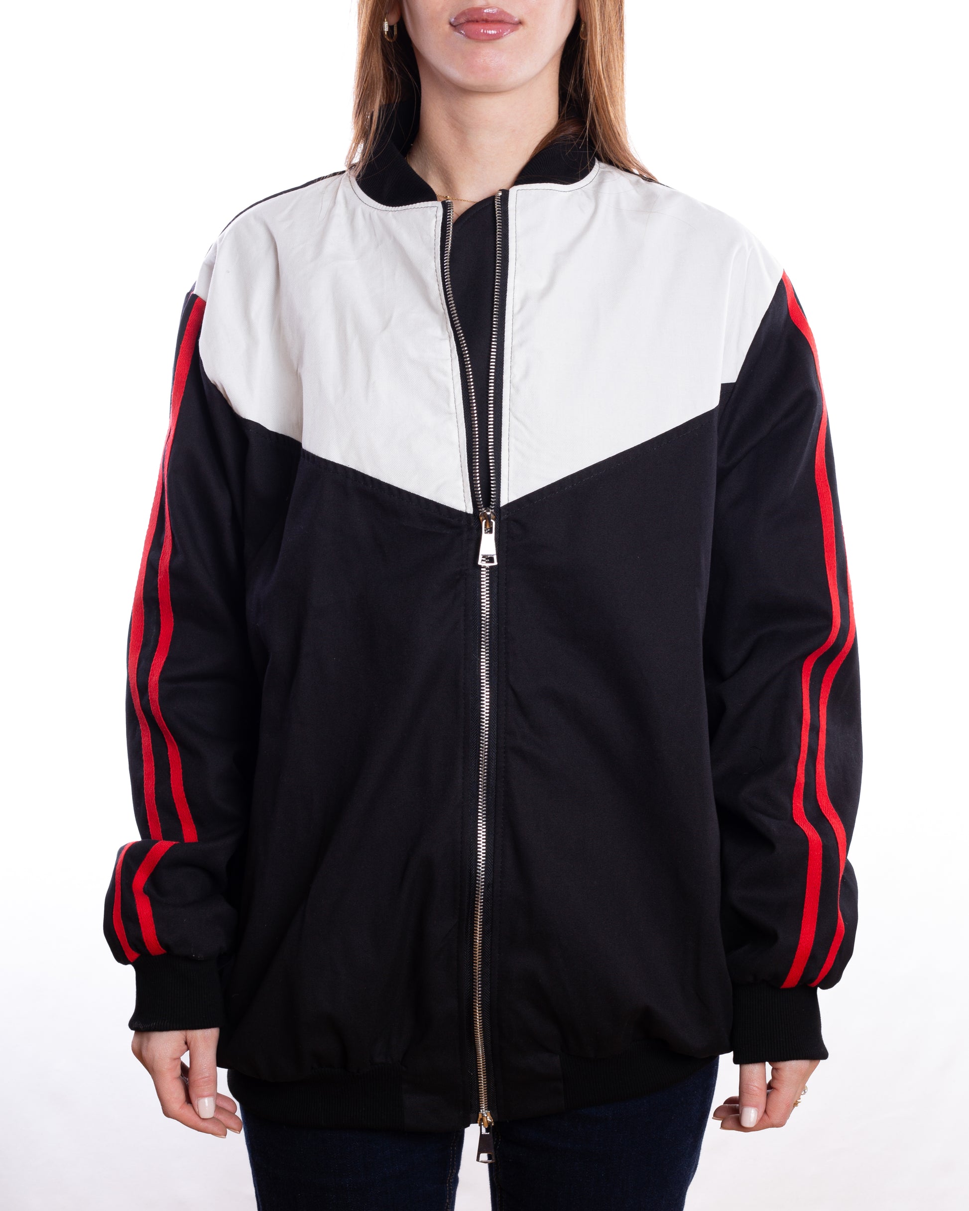 Tri-Color Black Bomber Jacket (Unisex)