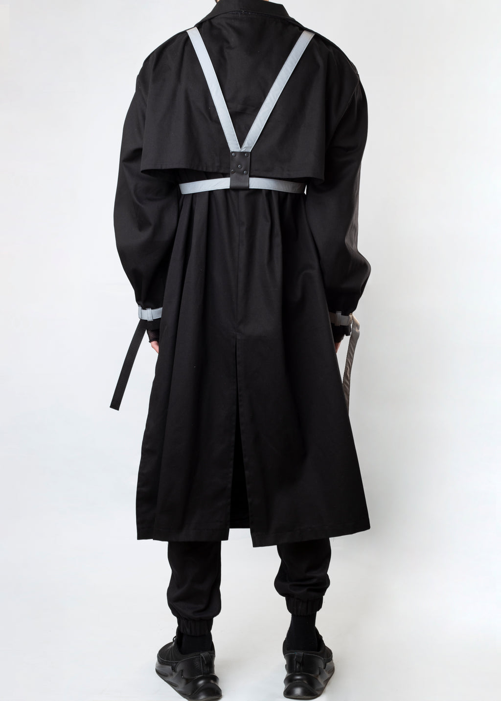 Black Coat With Reflector Belts