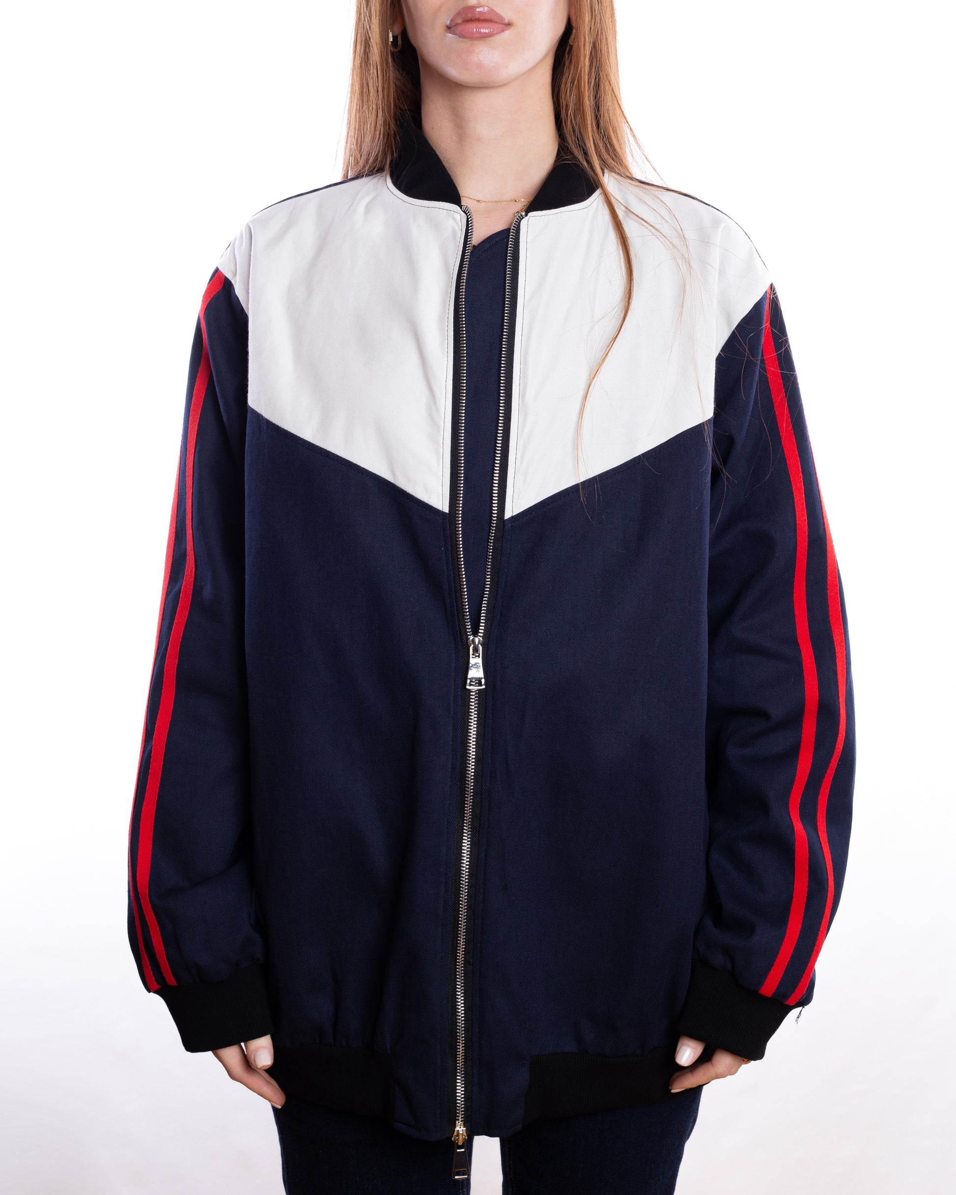 Tri-Color Midnight Navy Bomber Jacket (Unisex)