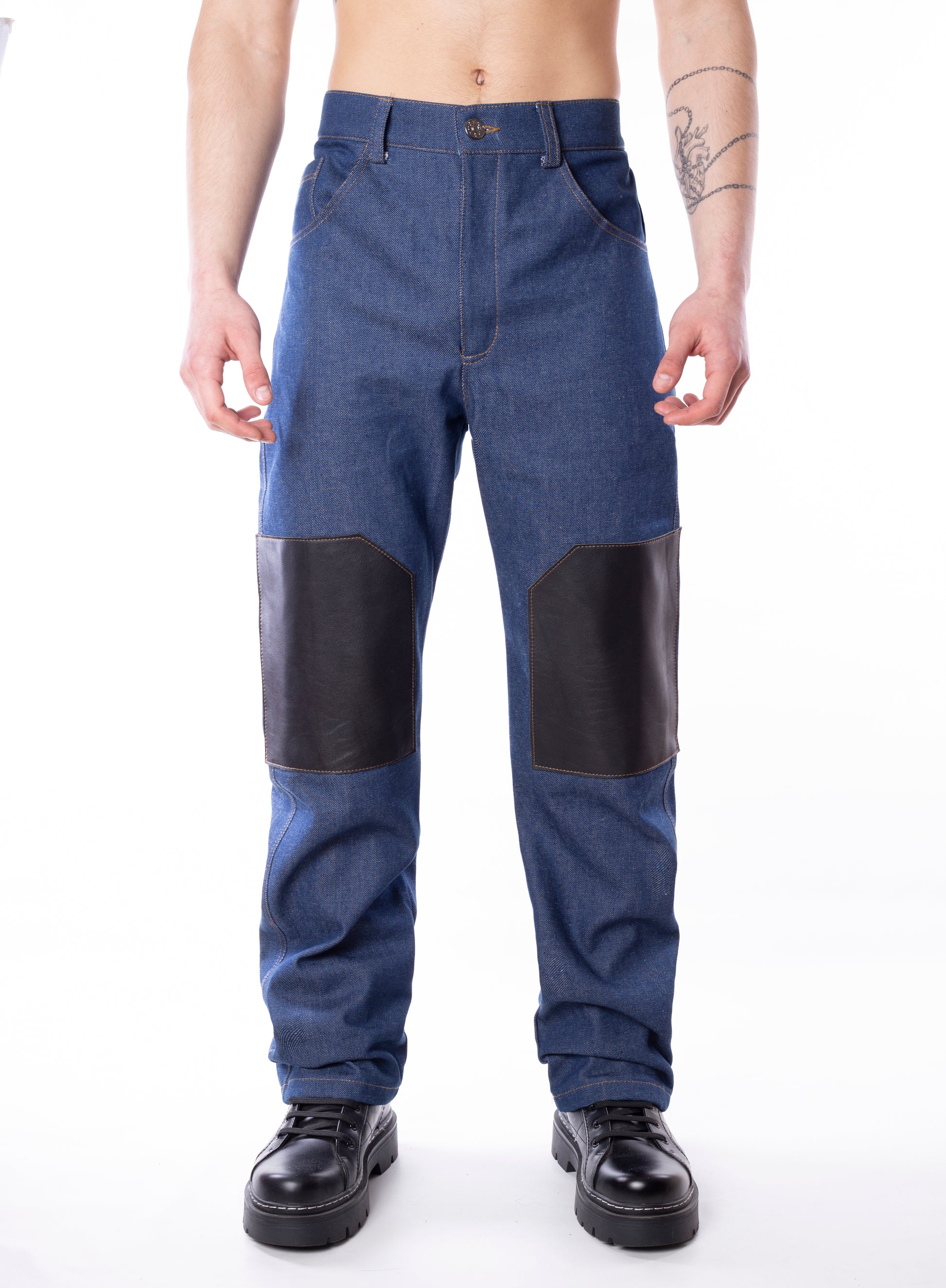Knee-Panel Denim Pants