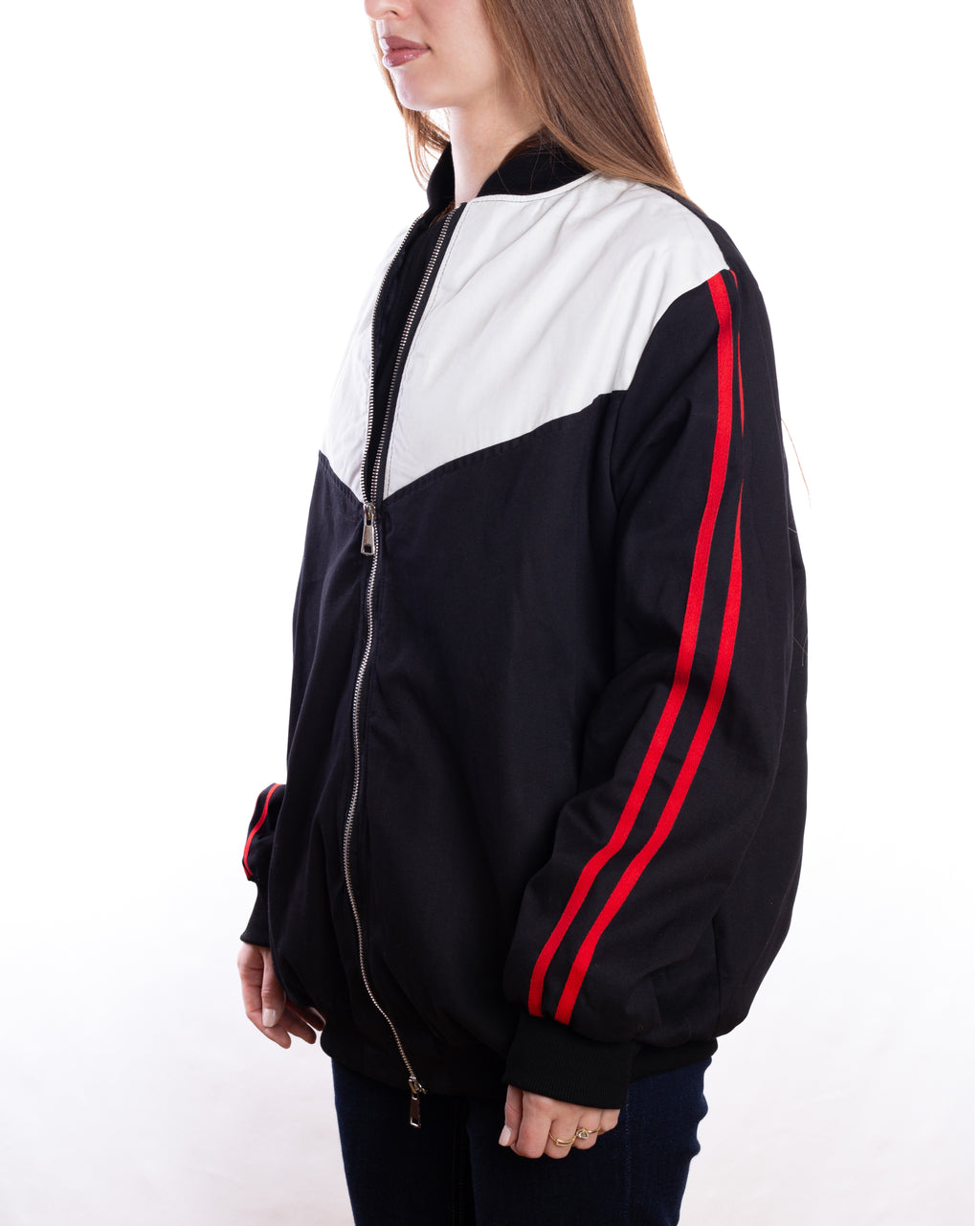 Tri-Color Black Bomber Jacket (Unisex)