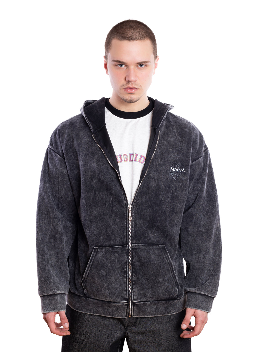 Acid-Wash Zip-up Hoodie (Unisex)