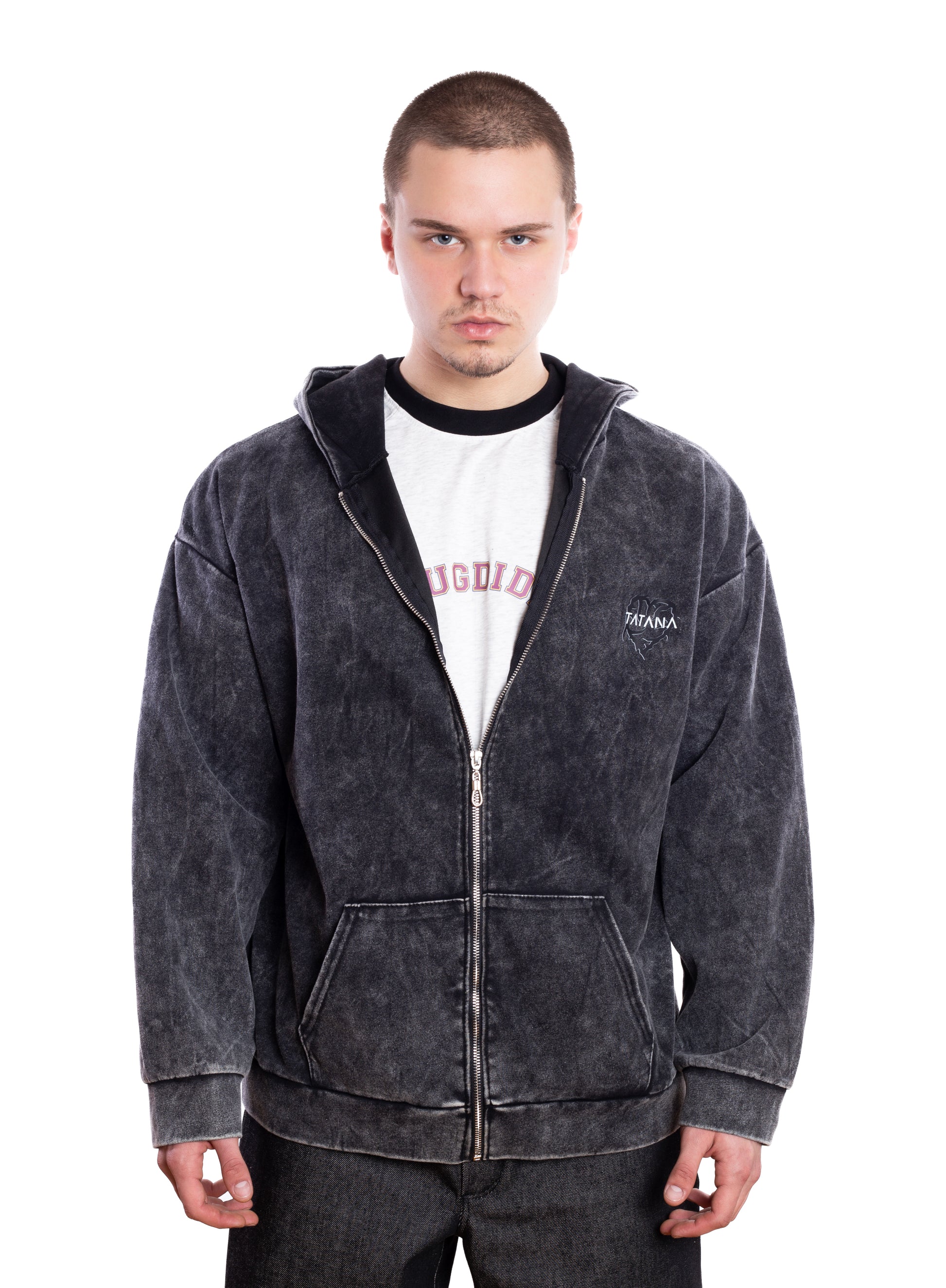 Acid-Wash Zip-up Hoodie (Unisex)