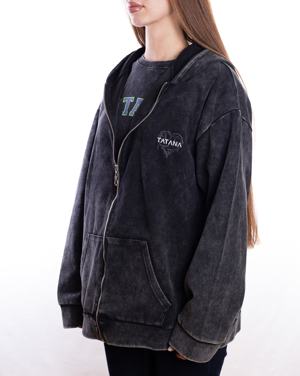 Acid-Wash Zip-up Hoodie (Unisex)