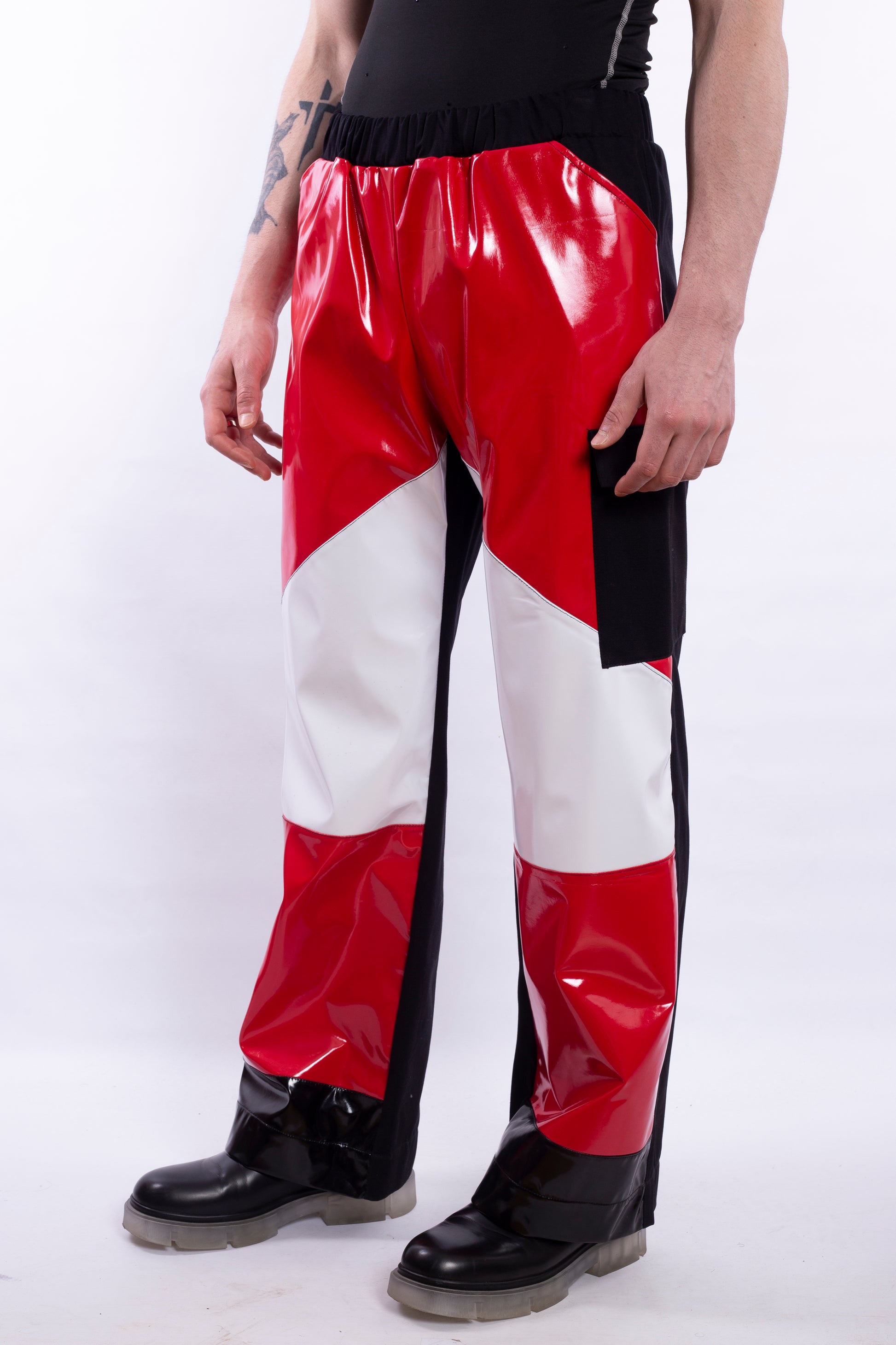 Red PU Leather With BW Details