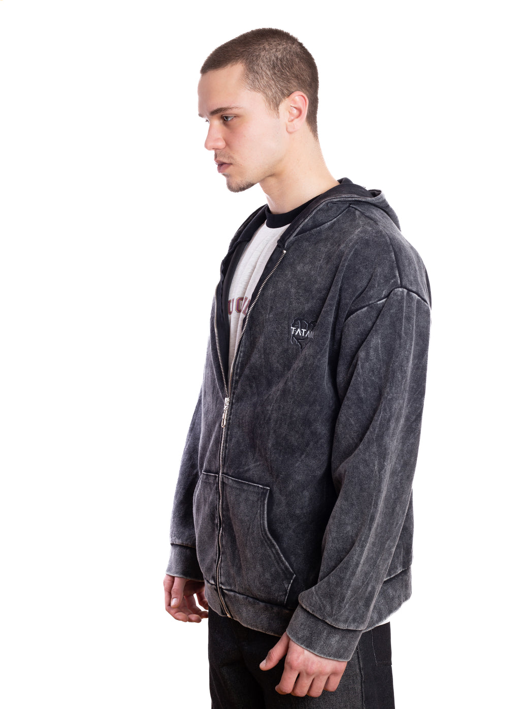 Acid-Wash Zip-up Hoodie (Unisex)