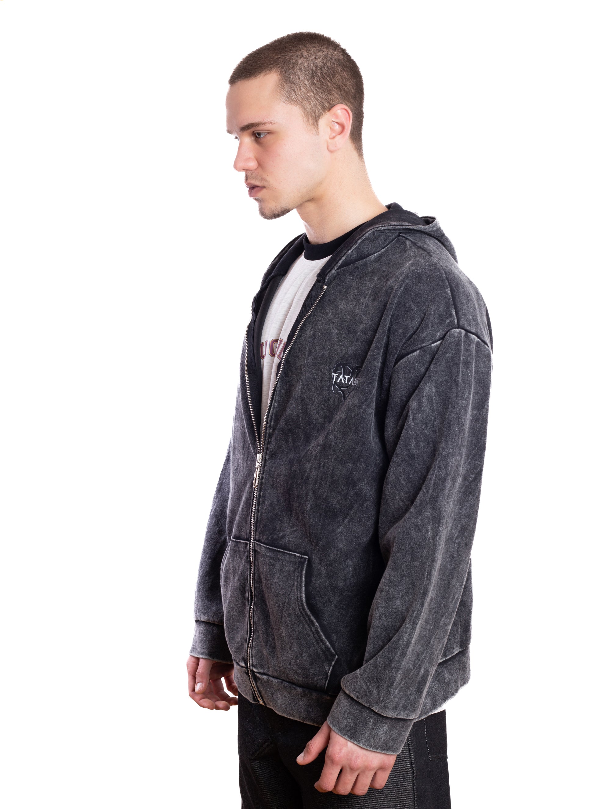 Acid-Wash Zip-up Hoodie (Unisex)