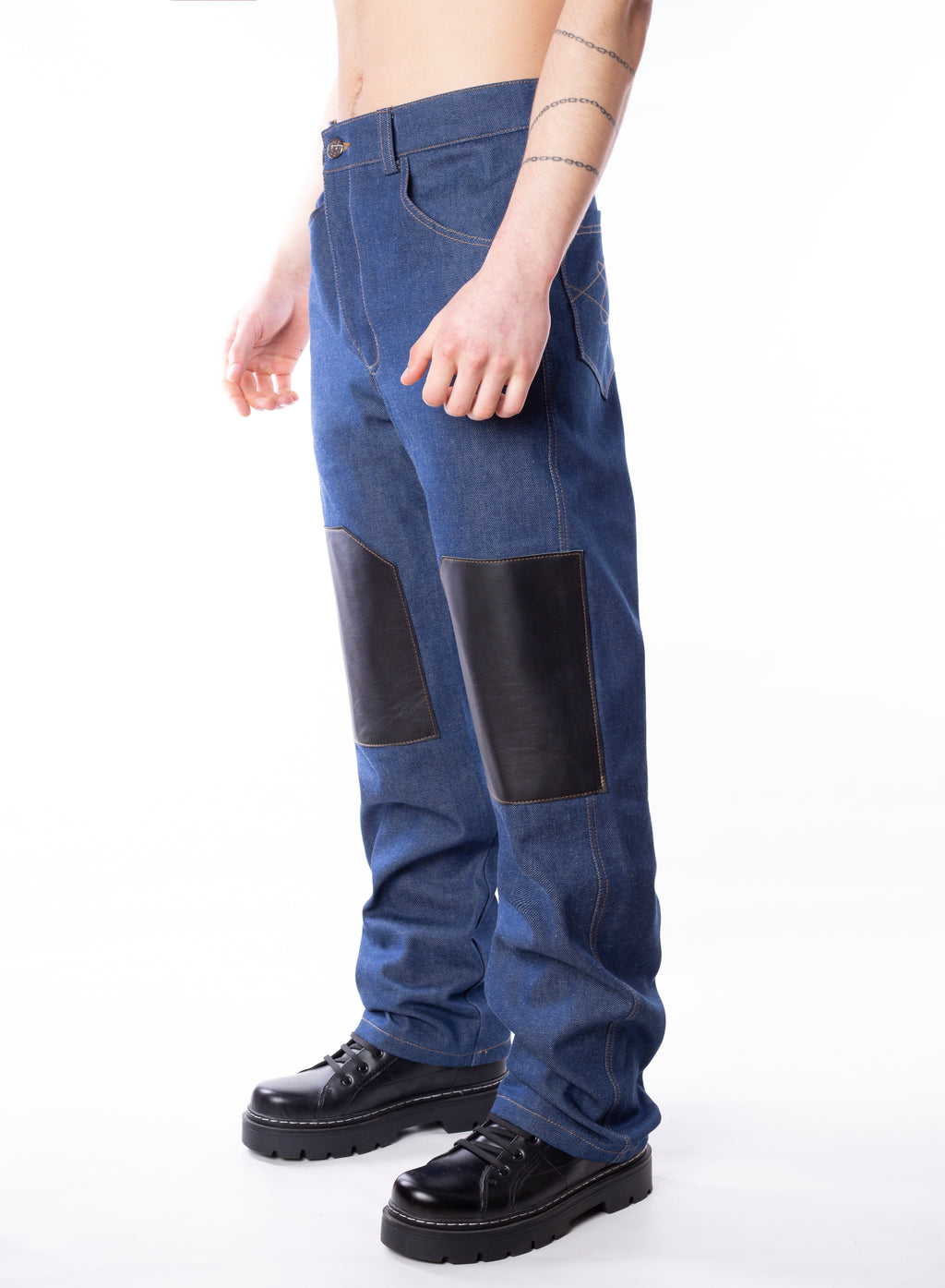 Knee-Panel Denim Pants