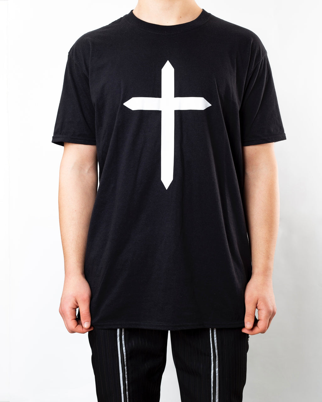 Black Tee With Reflector Cross