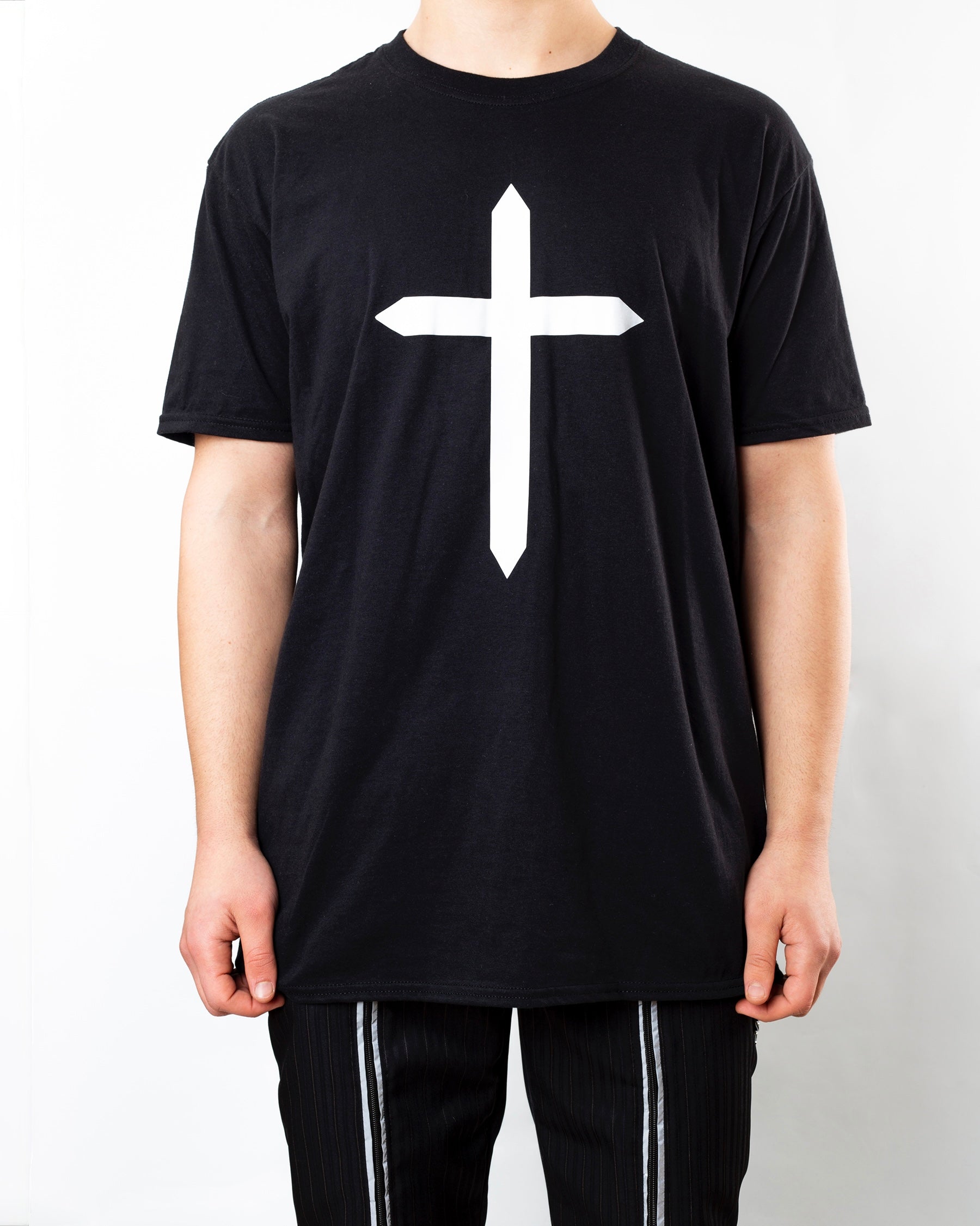 Black Tee With Reflector Cross