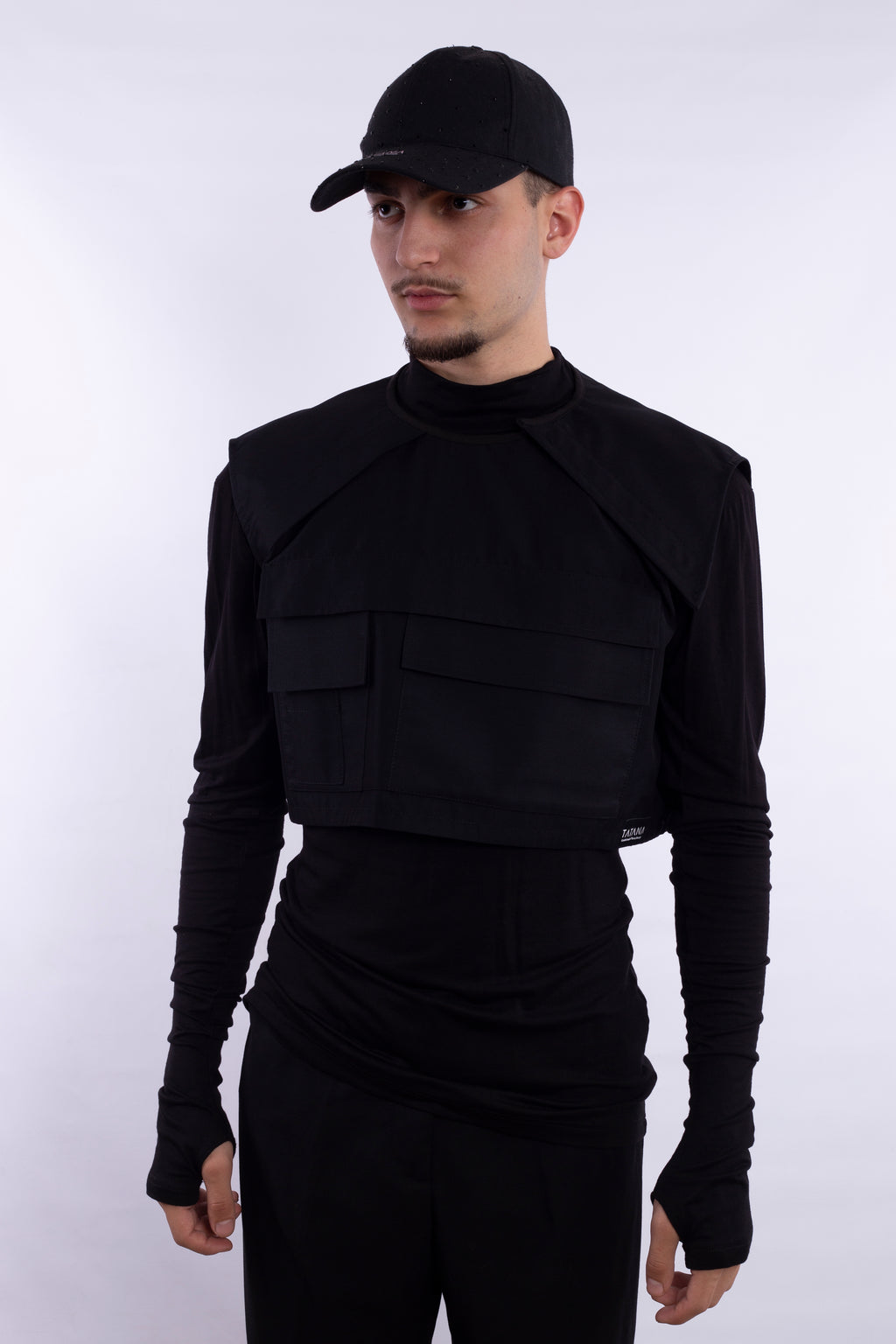 Black Croped Jacket With Pockets