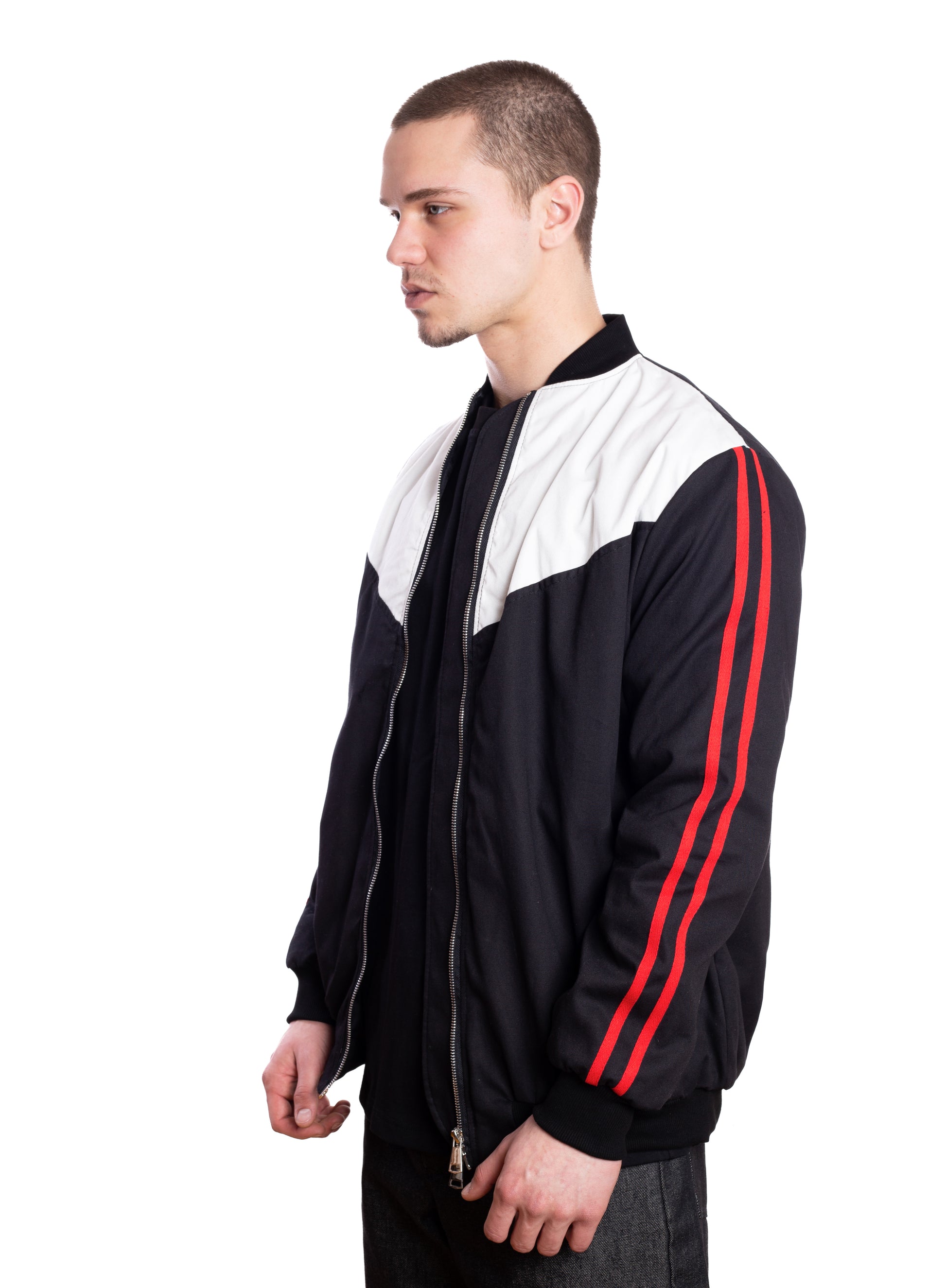 Tri-Color Black Bomber Jacket (Unisex)