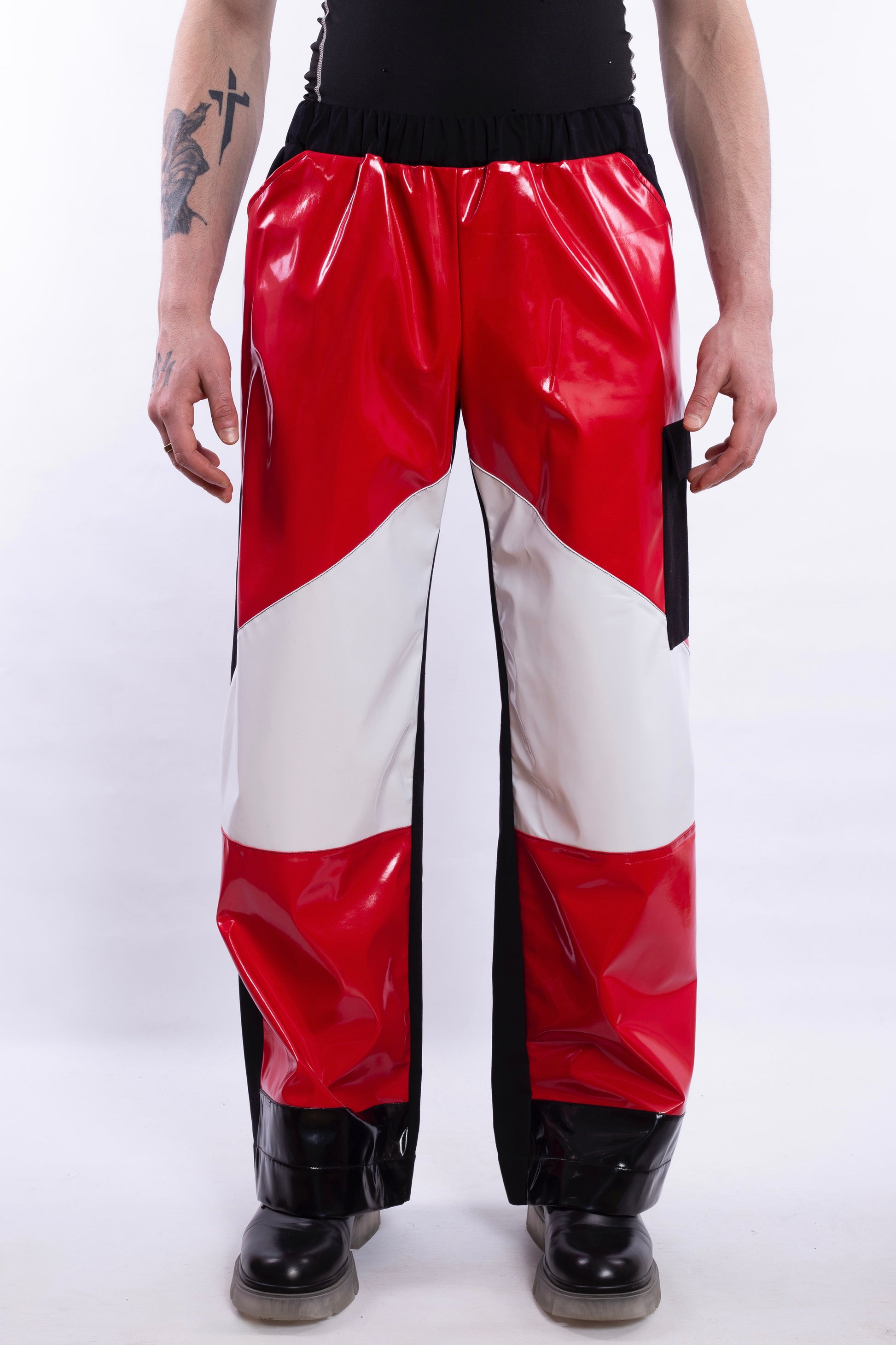 Red PU Leather With BW Details