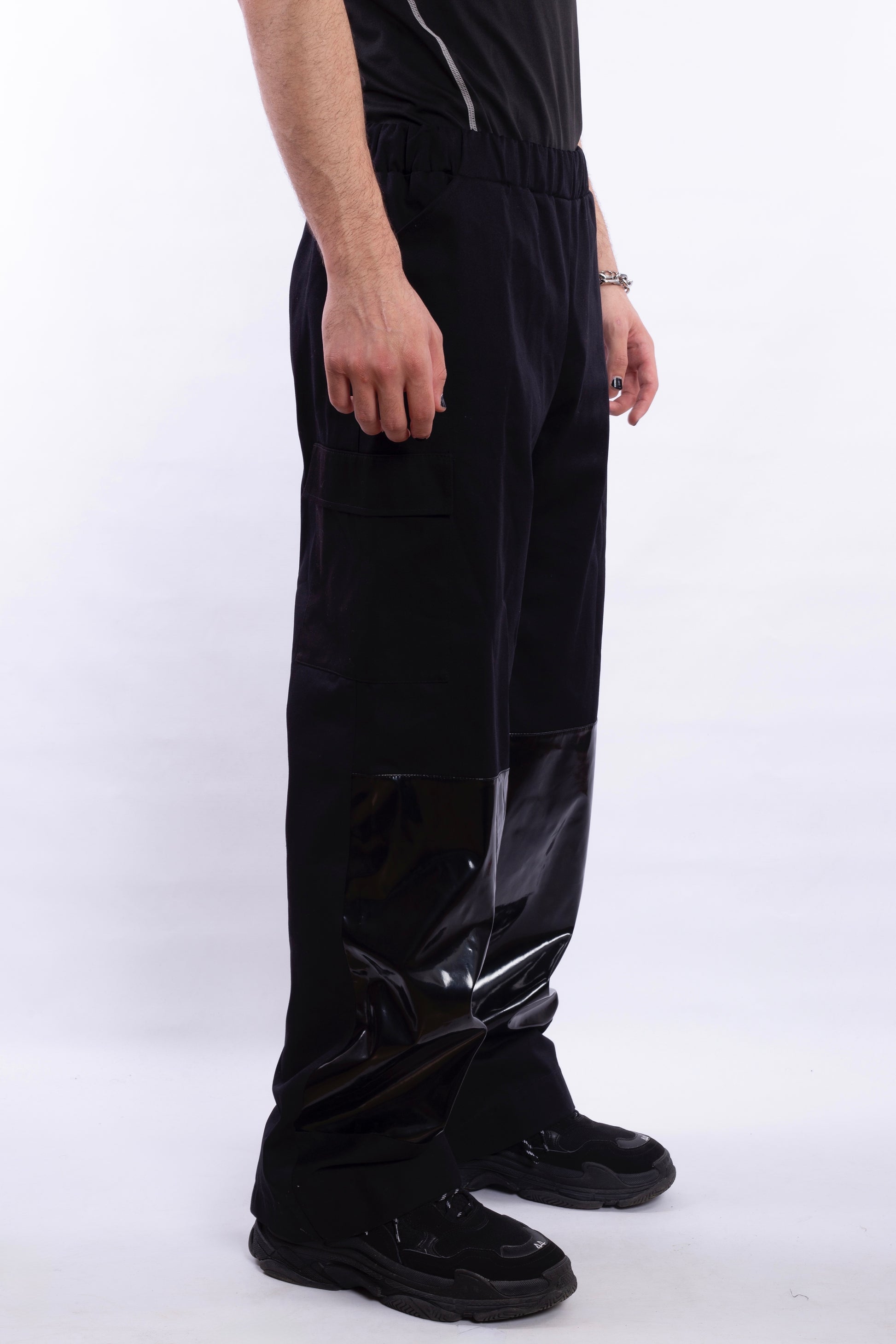 Black Pants L12 With PU Leather